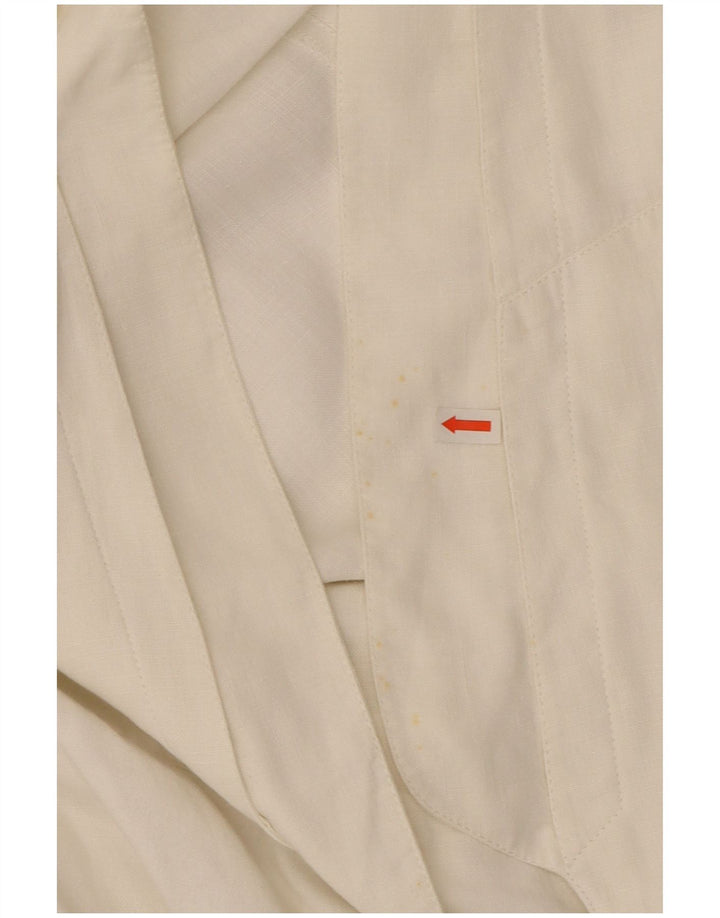 Damska marynarka Claude Montana w stylu Crop UK 12, średnia, biała, lniana