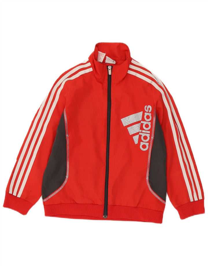 ADIDAS Boys Graphic Tracksuit Top Jacket 7-8 Years Red Colourblock Vintage Adidas and Second-Hand Adidas from Messina Hembry 