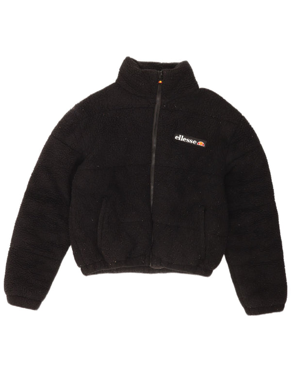 Damska, oversize'owa kurtka polarowa Ellesse UK 8, mała, czarna, z poliestru