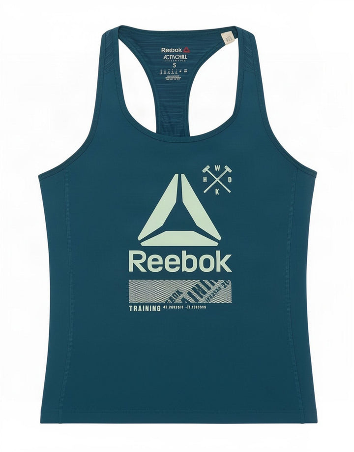Damska kamizelka Reebok Top UK 8/10, mały, niebieski, nakrapiany poliester