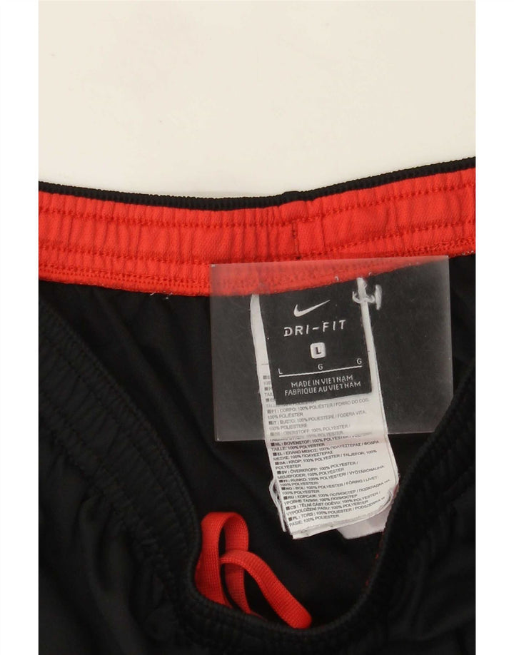 Męskie spodnie dresowe Nike Dri Fit, duży czarny poliester z blokami kolorów