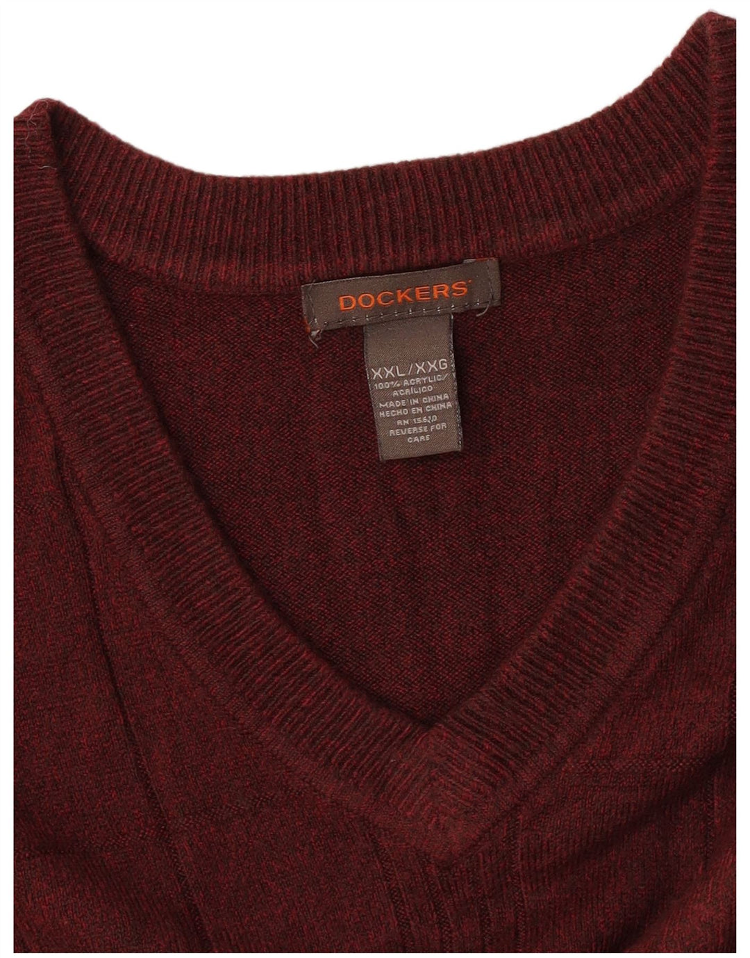 Męski podkoszulek DOCKERS z kamizelką 2XL w bordową kratkę, akryl