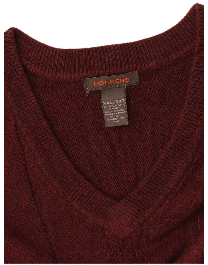 Męski podkoszulek DOCKERS z kamizelką 2XL w bordową kratkę, akryl