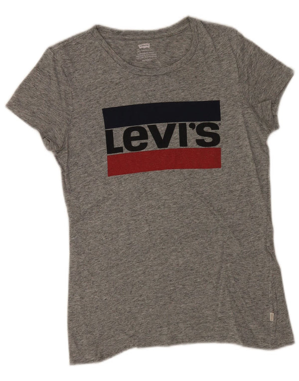 Damska koszulka z grafiką Levi's Top UK 6 XS, szara, nakrapiana bawełna