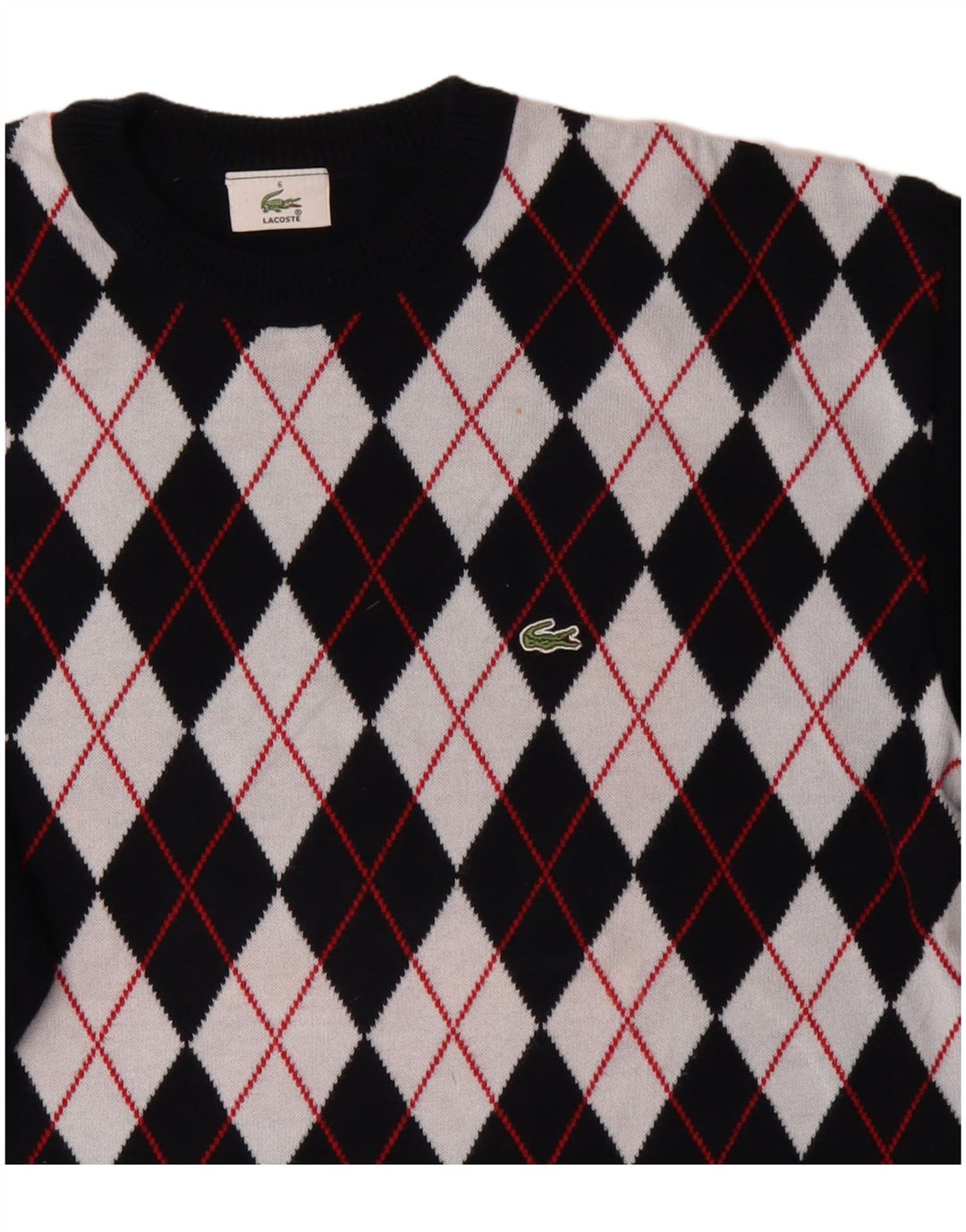 Męski sweter Lacoste z okrągłym dekoltem, rozmiar 6 XL, granatowy Argyle/Diament