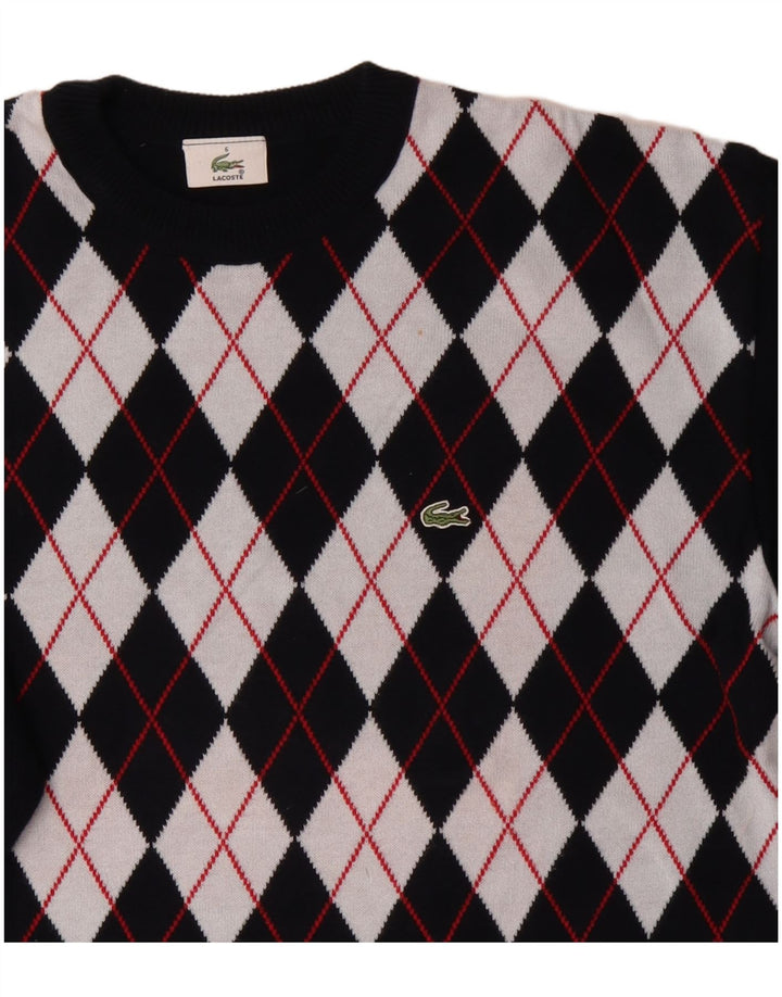Męski sweter Lacoste z okrągłym dekoltem, rozmiar 6 XL, granatowy Argyle/Diament
