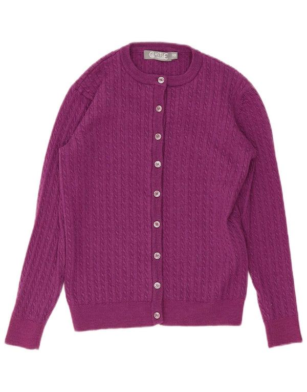 Castle of Ireland Womens Crop Cardigan Sweater UK 12 Medium Purple