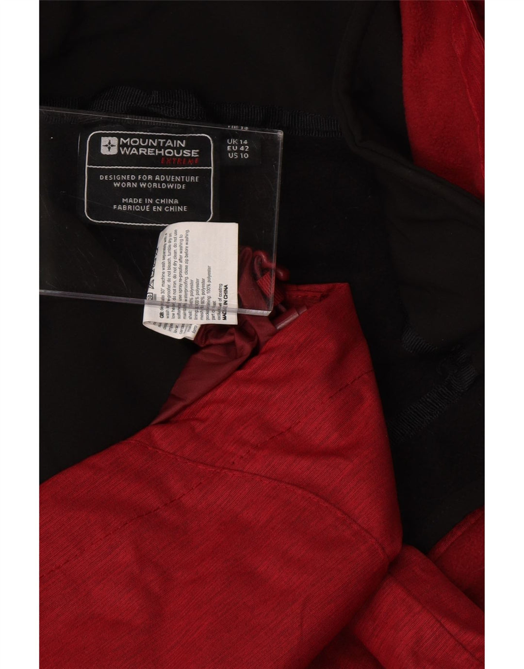 MOUNTAIN WAREHOUSE Damska kurtka wiatrówka z kapturem UK 14, duża czerwona