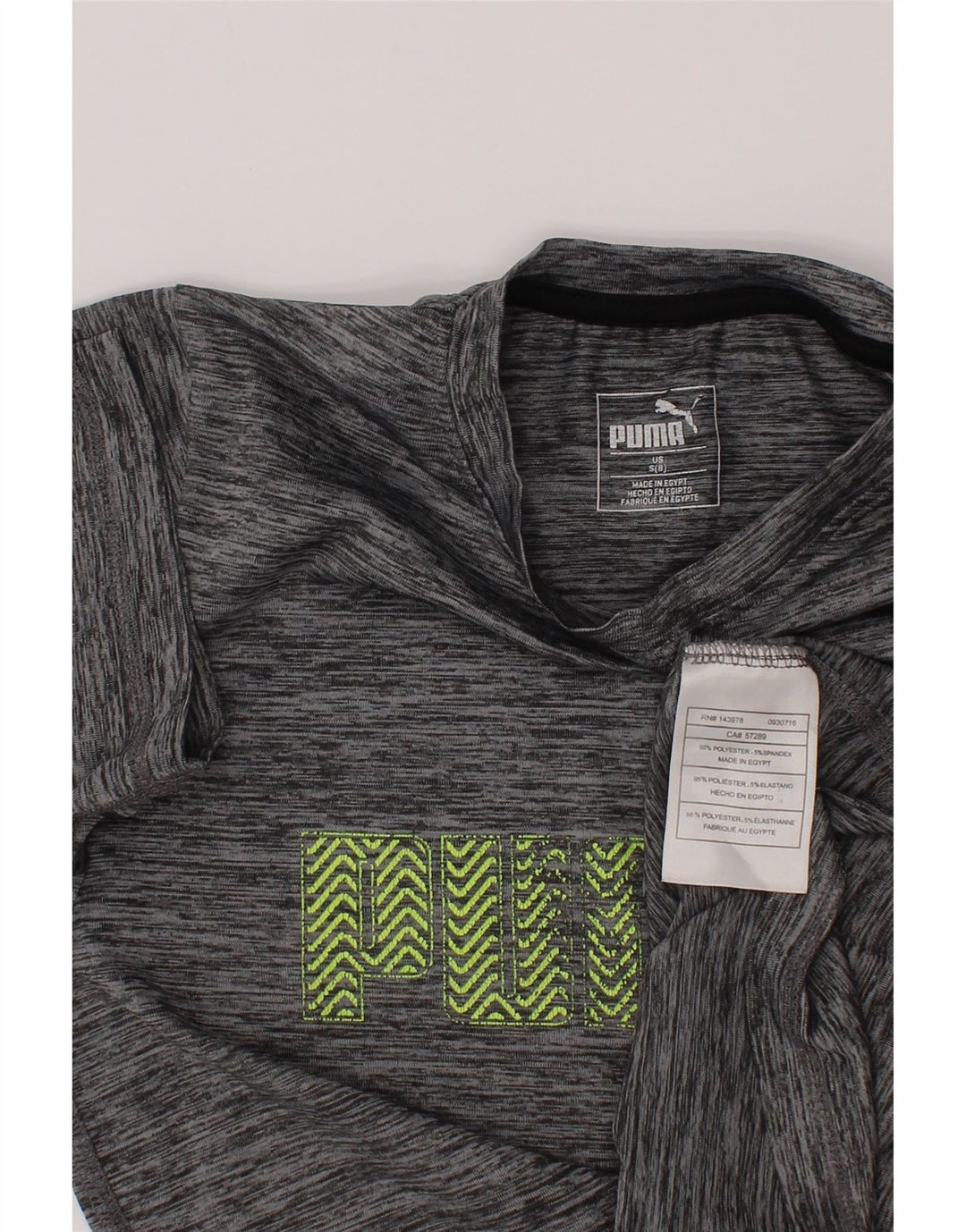 Chłopięcy T-shirt z grafiką Puma, 7-8 lat, mały, szary, nakrapiany poliester