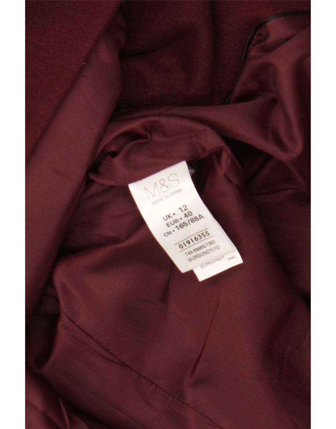 Marks & Spencer Płaszcz damski UK 12, średni bordowy poliester