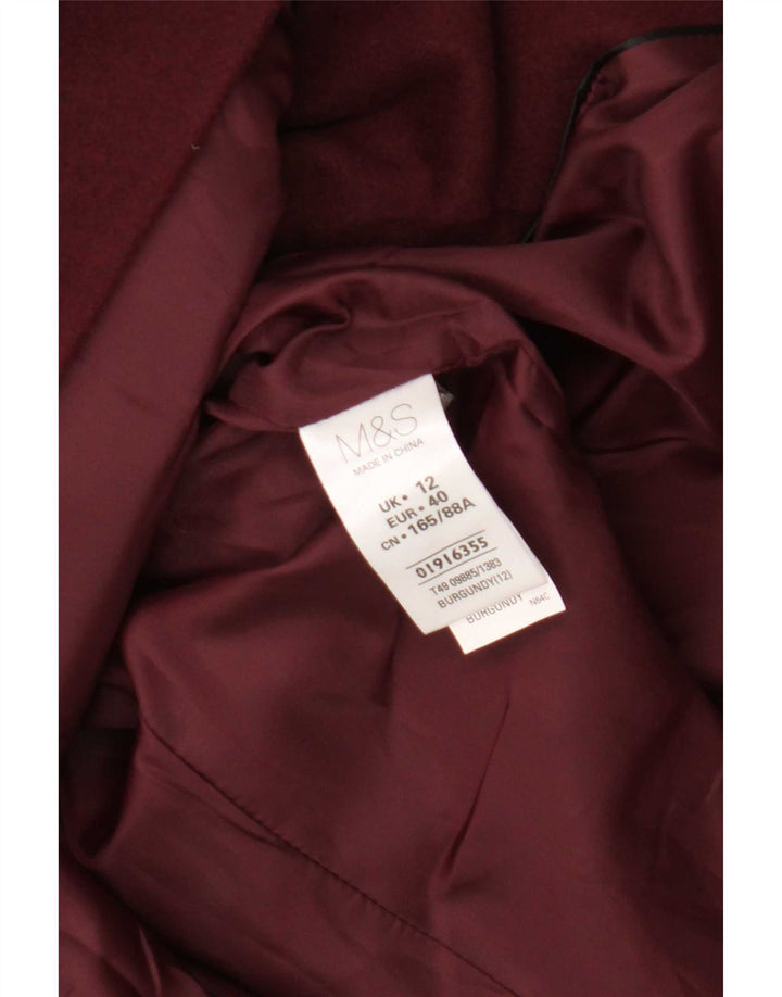 Marks & Spencer Płaszcz damski UK 12, średni bordowy poliester