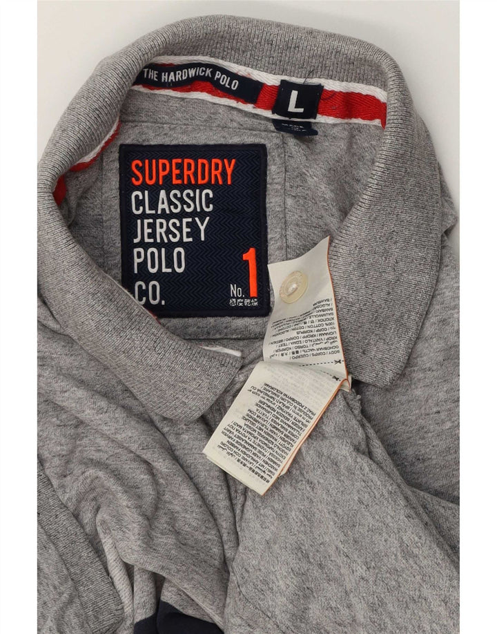 Męska koszulka polo Superdry, duża, szara, bawełniana w paski