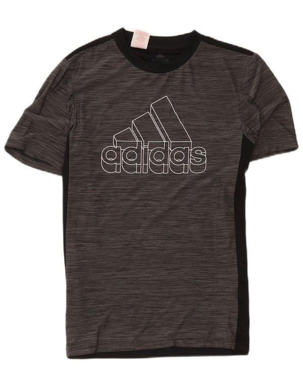 Chłopięca koszulka Adidas Aeroready Graphic Top 15-16 lat Szara, z blokami kolorów