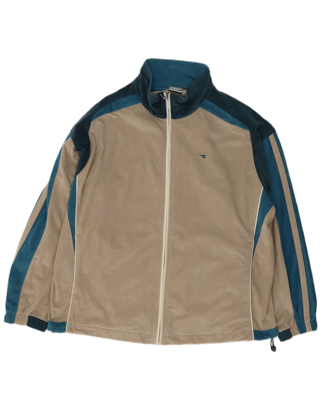 Diadora Męska welurowa kurtka dresowa 3XL Beżowy poliester z blokami kolorów