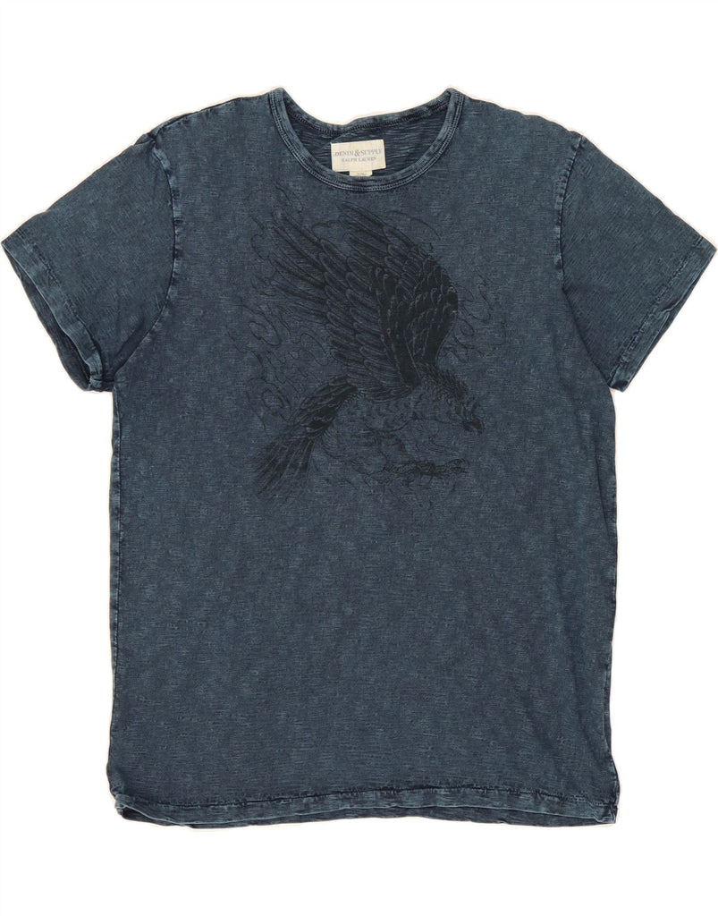 RALPH LAUREN Mens Graphic T-Shirt Top XL Navy Blue Flecked Cotton Vintage Ralph Lauren and Second-Hand Ralph Lauren from Messina Hembry 
