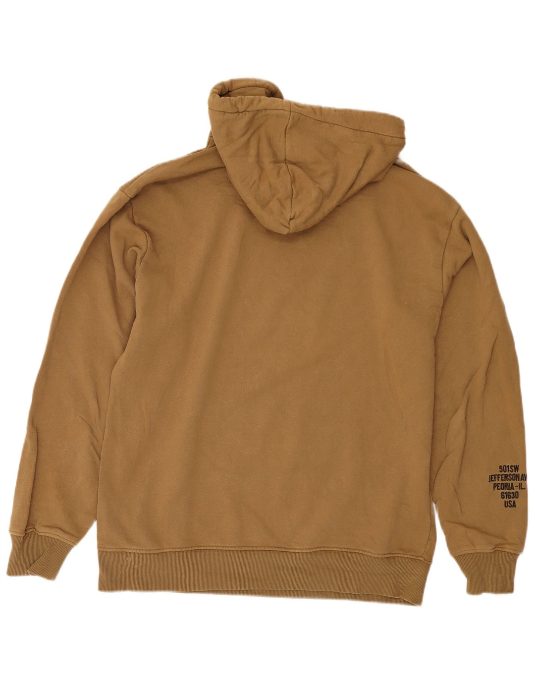 Męski sweter z kapturem Caterpillar z grafiką, średniej wielkości bawełna khaki