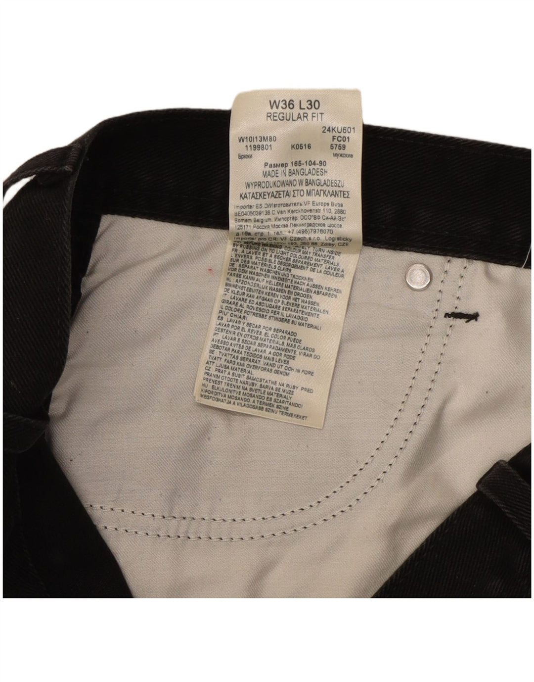Męskie jeansy Wrangler o prostym kroju W36 L30, czarne, bawełniane