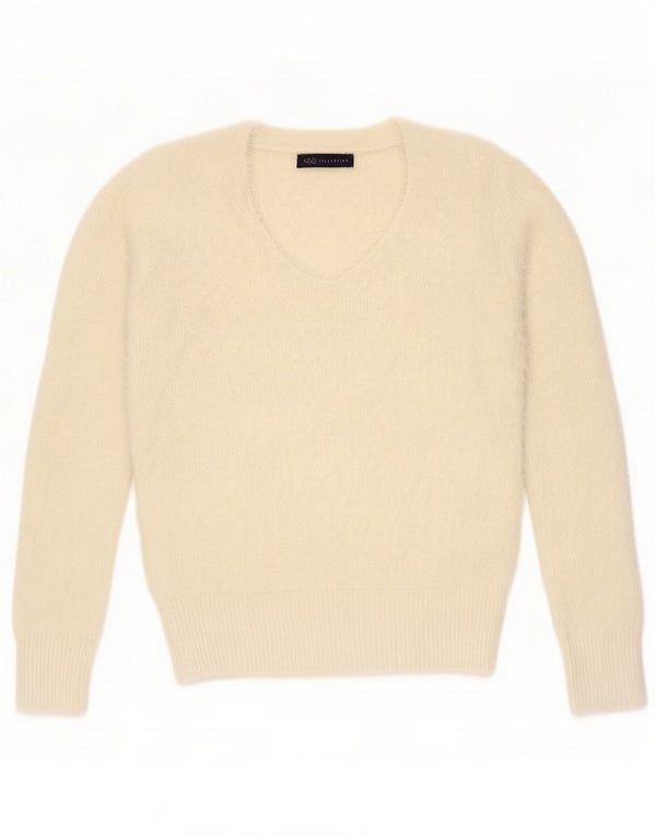 Damski sweter Marks & Spencer z dekoltem w kształcie litery V, UK 8, mały, w kolorze złamanej bieli