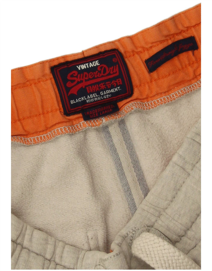 Męskie spodnie dresowe Superdry Graphic, duże, szare, bawełniane