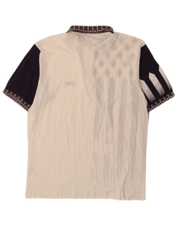 Męska koszulka polo FILA IT 52, duża, biała, bawełniana z blokami kolorów