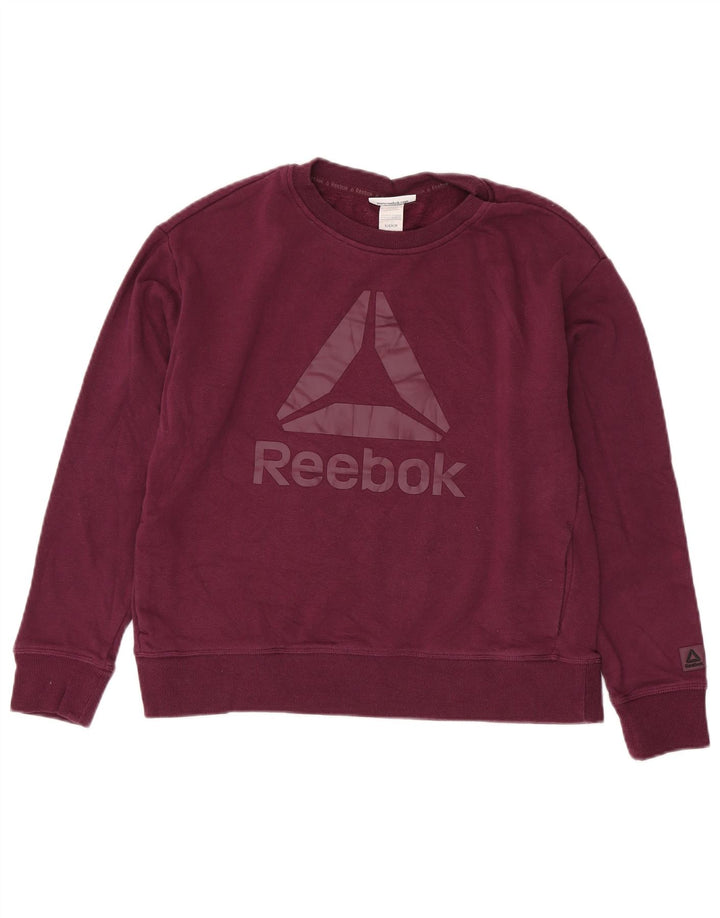 Damska bluza oversize Reebok z grafiką UK 10, mała bordowa bawełna