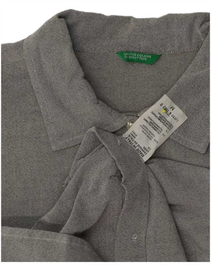 Damska koszulka z krótkim rękawem Benetton UK 14, średnioszara, bawełniana