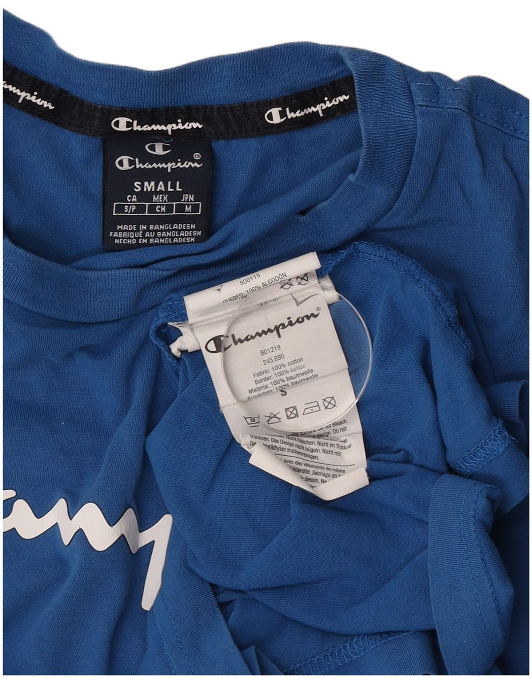 Męski T-shirt Champion z grafiką, mały, niebieski, bawełniany