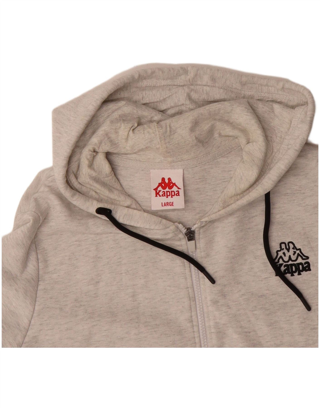 KAPPA Mens Zip Hoodie Sweater Large Grey Cotton