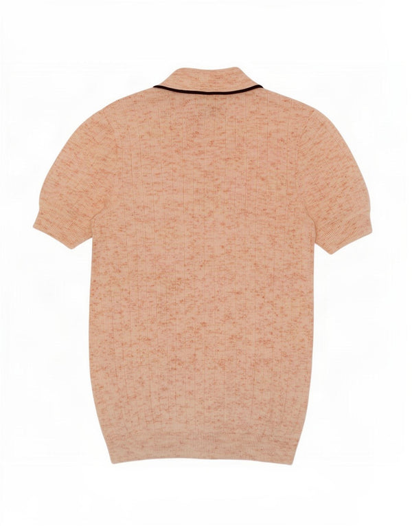 Męska koszulka polo z krótkim rękawem w stylu vintage IT 48 Średni beżowy, nakrapiany akryl