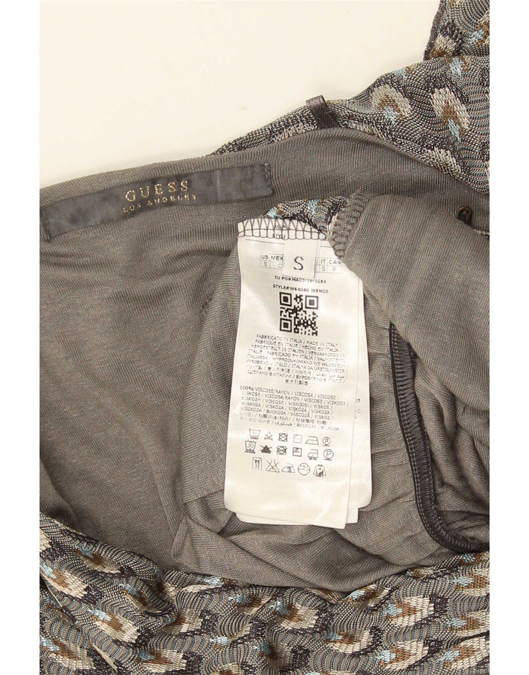 Kombinezon damski Guess UK 10 Small, szary, geometryczny, wiskoza