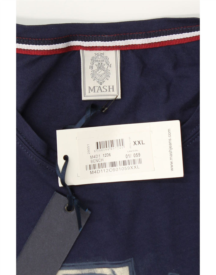 Męska koszulka z grafiką MASH Top 2XL, granatowa, bawełniana