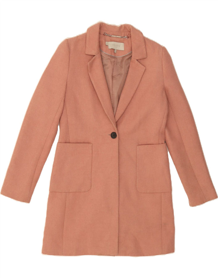 HOBBS Womens Longline 1 Button Blazer Jacket UK 8 Small Pink Polyester Vintage Hobbs and Second-Hand Hobbs from Messina Hembry 