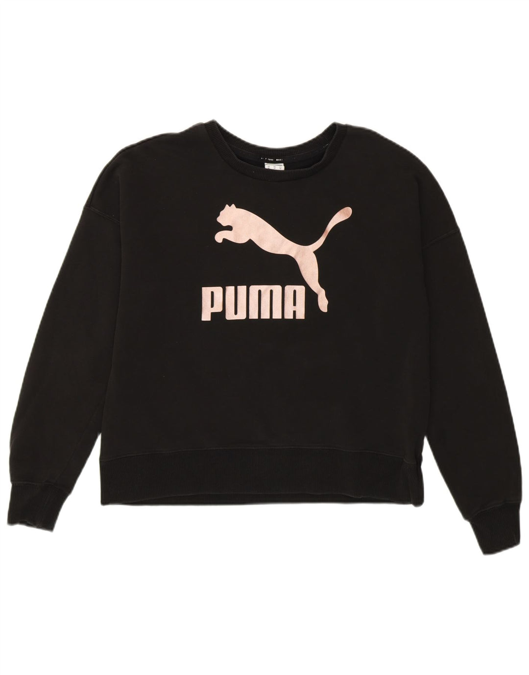Damska bluza Puma Oversize Crop Graphic Jumper UK 6 XS Czarna bawełna