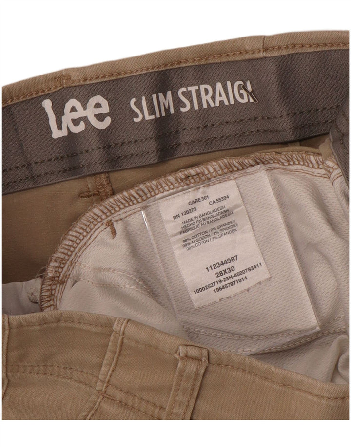 Spodnie damskie LEE Straight Slim Chino W28 L30 Beżowa bawełna