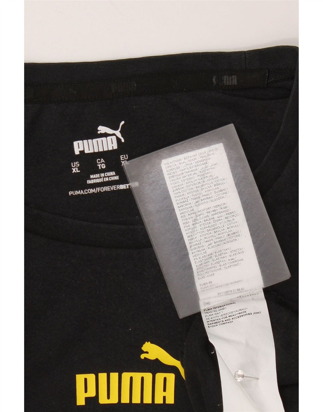 Męska koszulka z grafiką Puma BVB Dortmund, XL, czarna, bawełniana