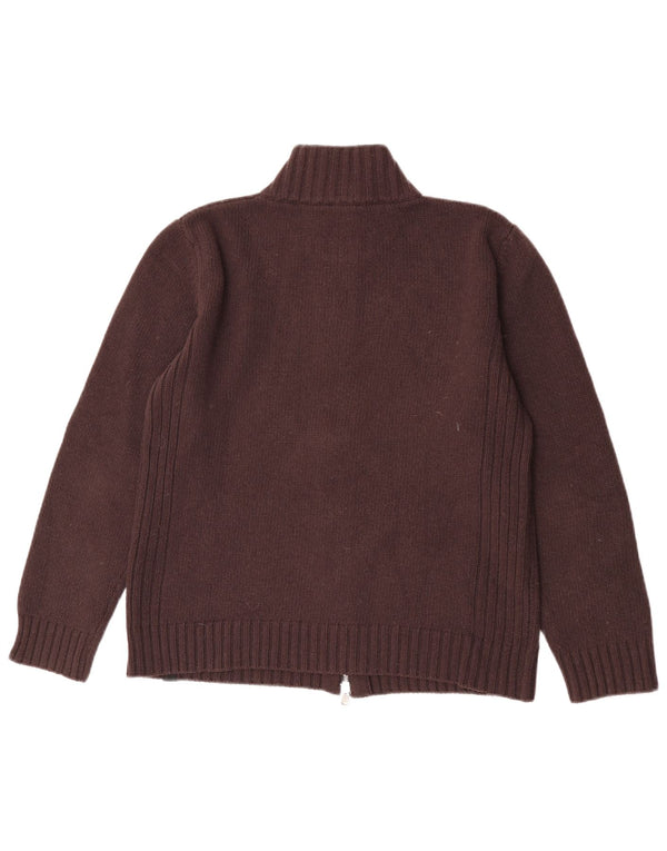 Damski sweter rozpinany z zamkiem błyskawicznym Calvin Klein Jeans UK 10, mały, brązowy, wełniany