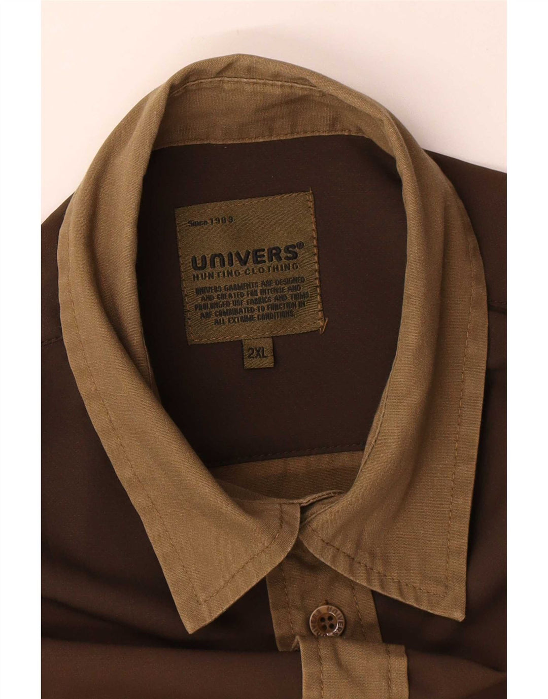 Koszula męska Univers 2XL, brązowy poliester z blokami kolorów