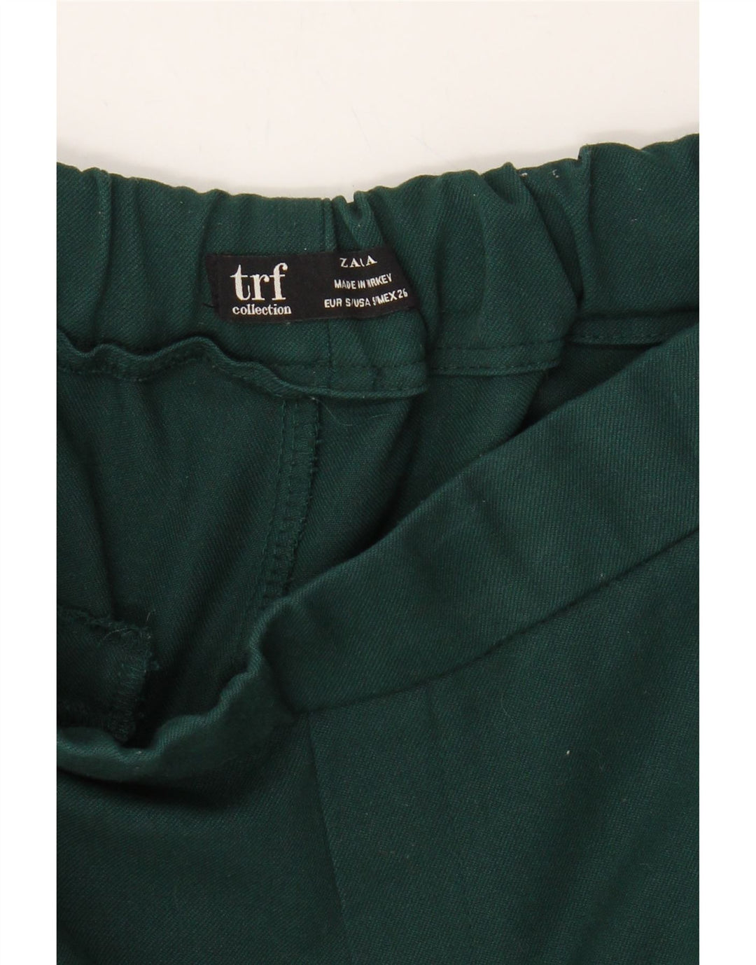 ZARA Womens Slim Cropped Trousers Small W26 L26 Green Polyester Vintage Zara and Second-Hand Zara from Messina Hembry 