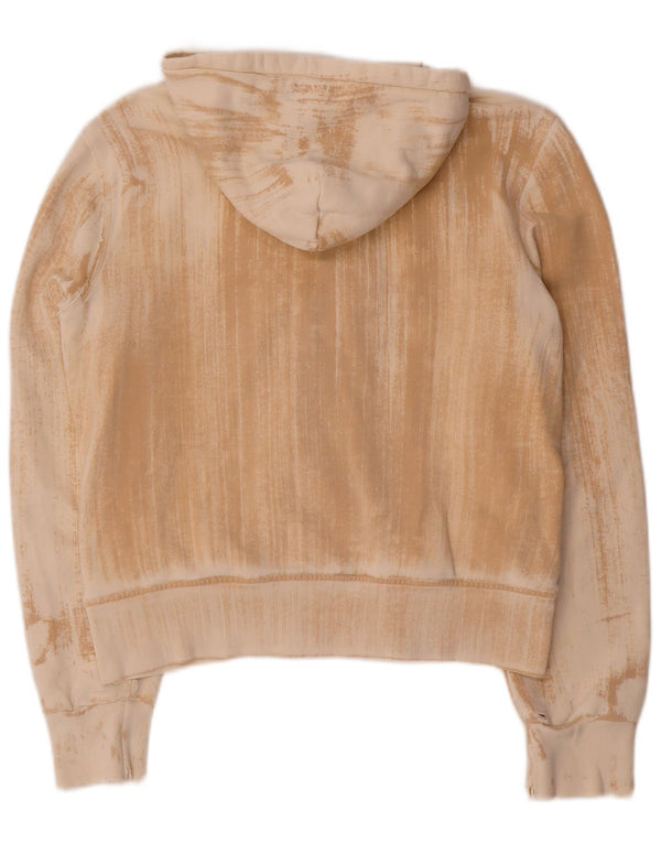 Gas Womens Graphic Hooded Cardigan Sweater UK 14 Medium Beige
