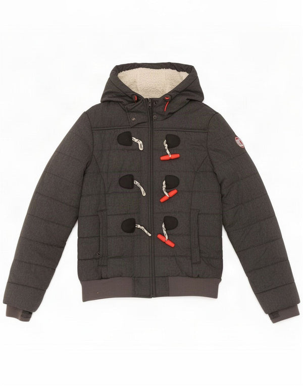Damska ocieplana kurtka z kapturem Superdry UK 10 Small Szara Poliester