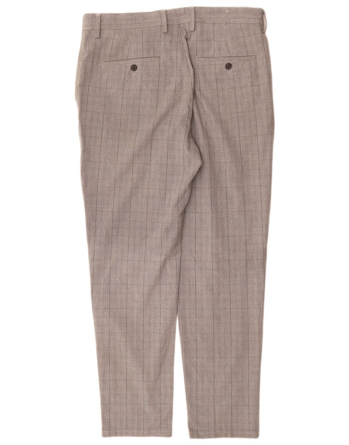 Męskie spodnie chino Zara EU 42 Large W32 L30 Szary poliester w kratę