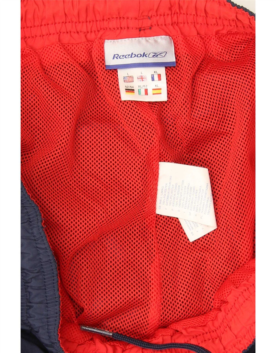 Męskie spodnie dresowe Reebok Graphic, duże, granatowe, z blokami kolorów