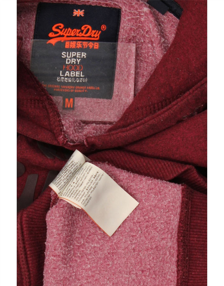SUPERDRY Męski sweter z kapturem i grafiką, średniej wielkości bordowa bawełna