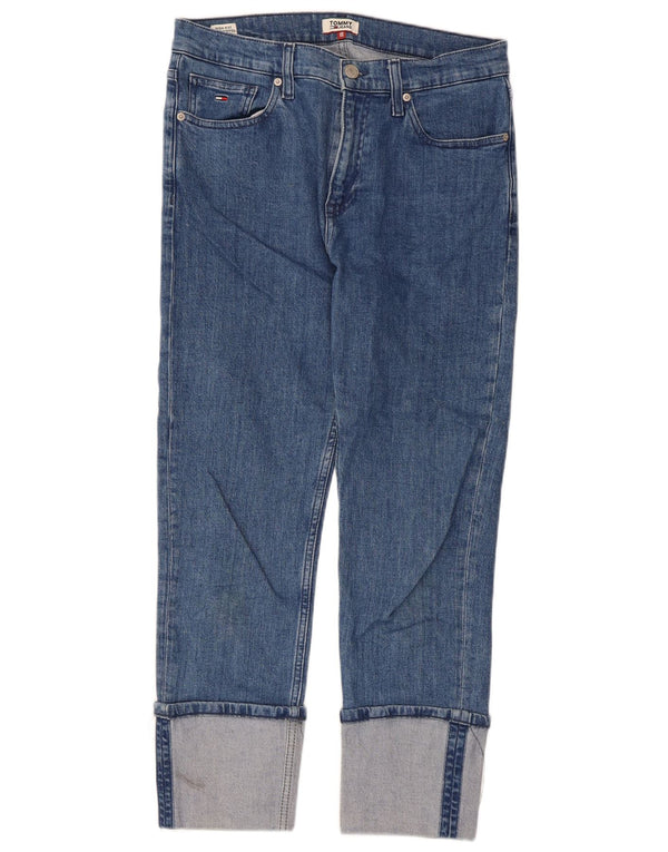 Damskie jeansy Tommy Hilfiger Izzy z wysokim stanem, przycięte, W30 L30, niebieska bawełna