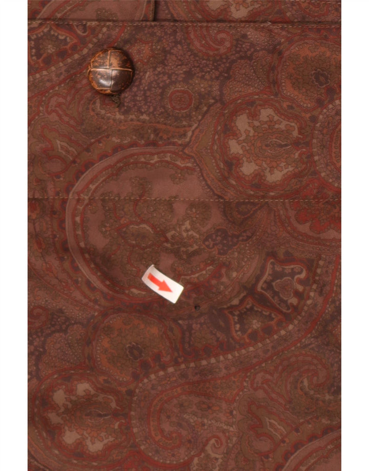 Vintage damski płaszcz oversize z kapturem, EU 42, duży, brązowy, wełniany paisley