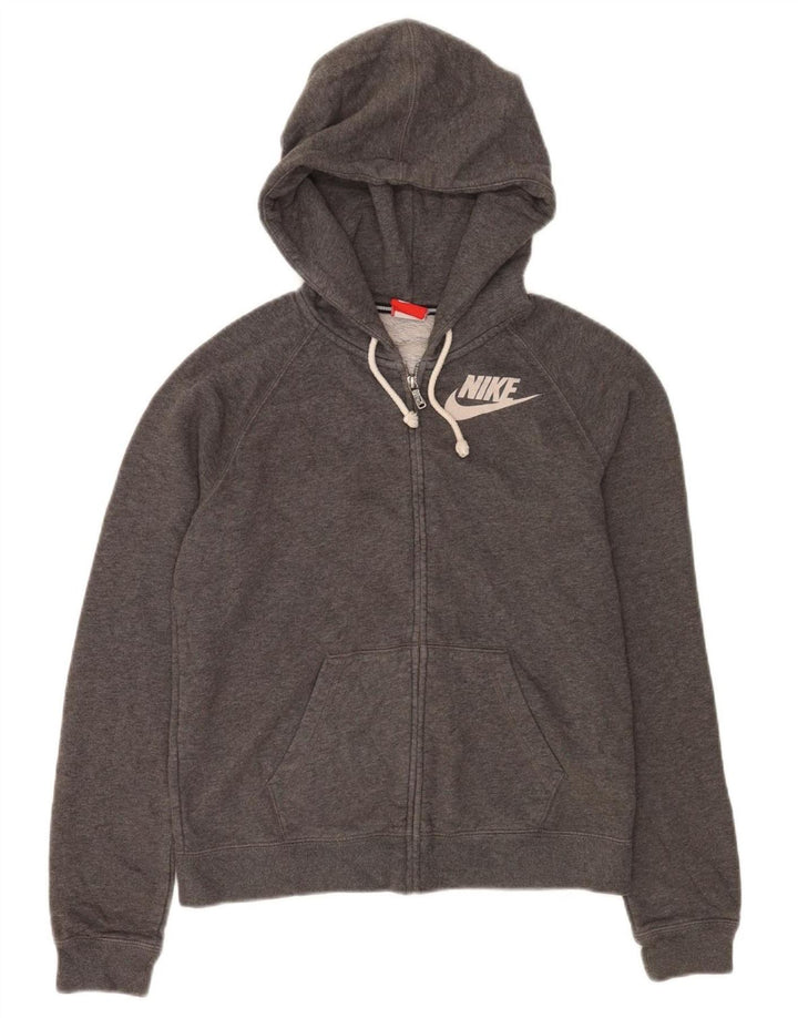 Damski sweter z kapturem i zamkiem błyskawicznym Nike UK 14, średnioszary, bawełniany