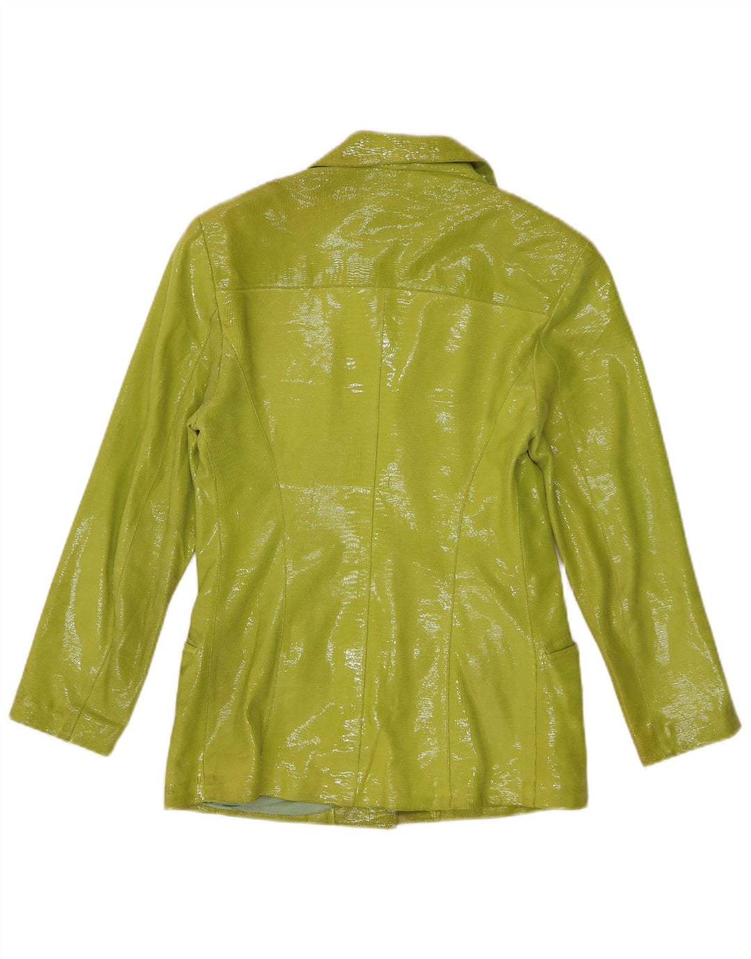 Vintage damska marynarka zapinana na 3 guziki IT 40 Mały zielony nadruk zwierzęcy