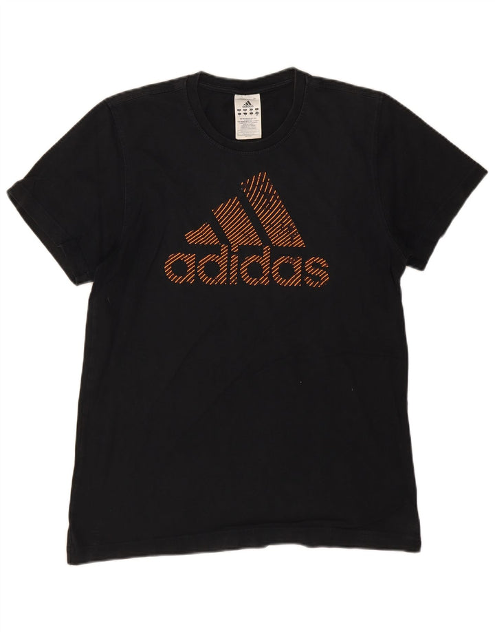 Męska koszulka z grafiką Adidas, średnia, czarna bawełna