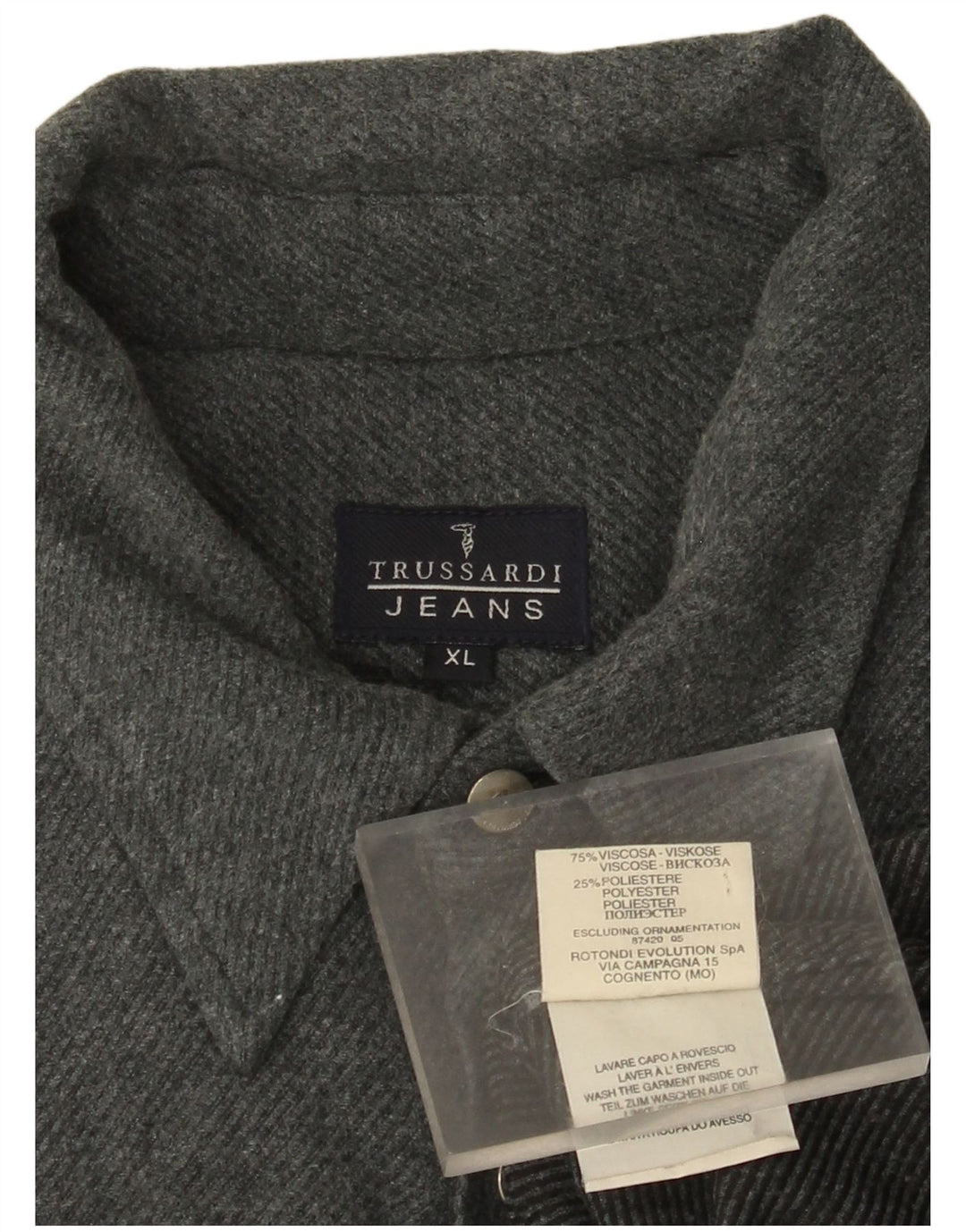Koszula flanelowa męska Trussardi Jeans XL, szara wiskoza