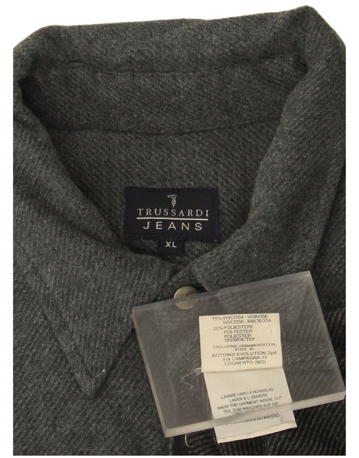 Koszula flanelowa męska Trussardi Jeans XL, szara wiskoza